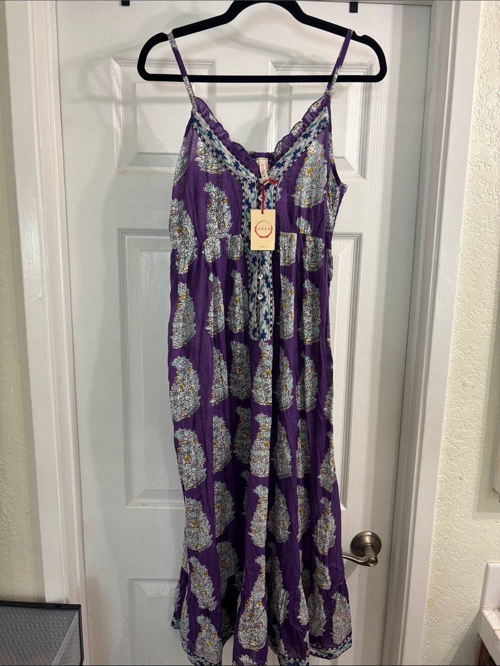 RAGA Purple Floral Print Dress with Blue and Teal Accents